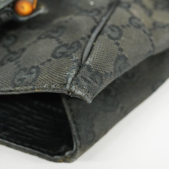 Gucci Tote Bag GG Canvas Bamboo 112530 Black Women's - Picture 11 of 14